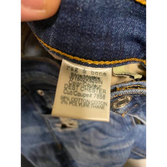 Rag & Bone Jeans Women 24 Blue Rip Dest Chester Skinny Denim Distressed Cotton - Picture 6 of 12